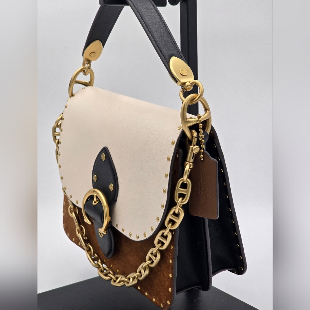 💥NWOT💥 Coach Beat Shoulder Bag In Colorblock With Rivets Leather Crossbody - Picture 2 of 16